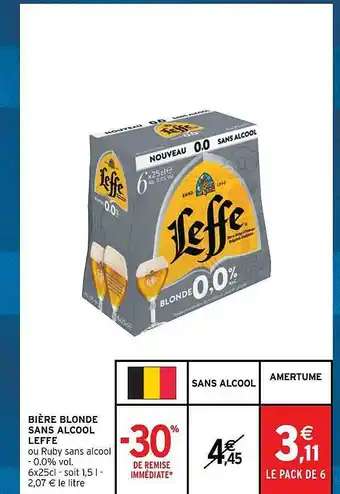 Intermarché Bière blonde sans alcool leffe offre