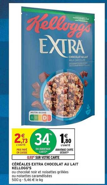 Céréales extra chocolat au lait kellogg's