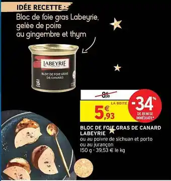 Intermarché Contact Bloc de foie gras de canard labeyrie offre