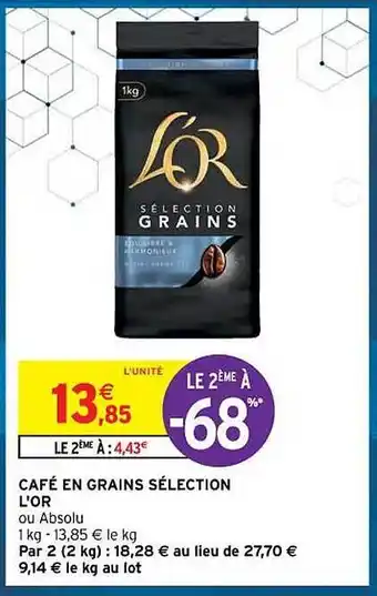 Intermarché Contact Café en grains sélection l'or offre