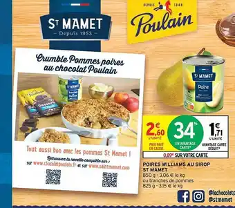 Poires williams au sirop st mamet