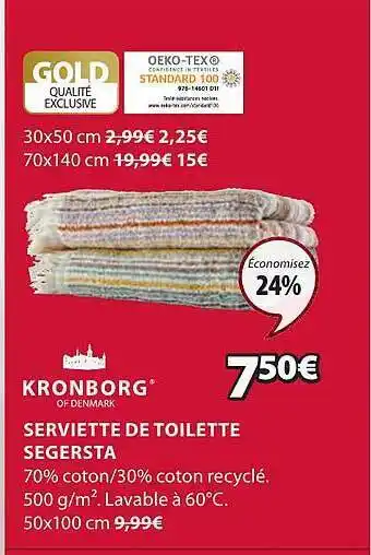 JYSK Serviette de toilette segersta kronborg offre