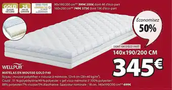 JYSK Matelas en mousse gold f40 wellpur offre