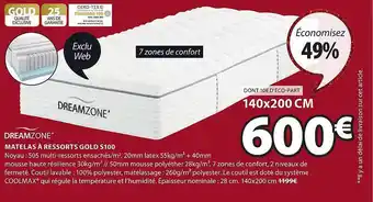 JYSK Matelas à ressorts gold s100 dreamzone offre