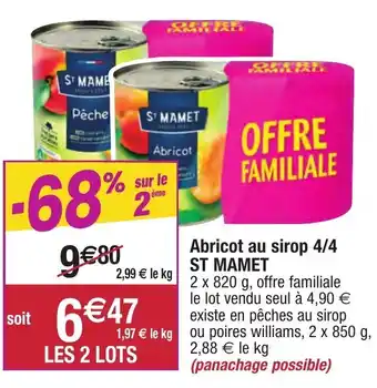 Migros Abricot Au Sirop 4/4 St Mamet offre