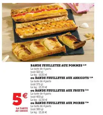 Super U Bande Feuilletée Aux Pommes Ou Bande Feuilletée Aux Abricots Ou Bande Feuilletée Aux Fruits Ou Bande Feuilletée Aux Poires offre
