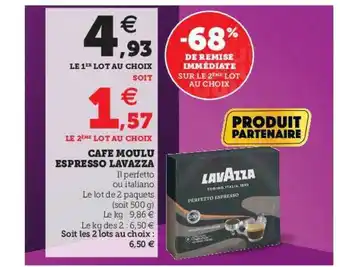 Super U Café Moulu Espresso Lavazza offre