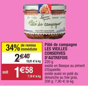 Migros Pâté De Campagne Les Vieilles Conserves offre