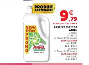 Super U Lessive Liquide Ariel offre