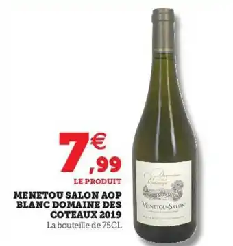 Menetou Salon Aop Blanc Domaine Des Coteaux 2019