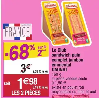 Migros Le Club Sandwich Pain Complet Jambon offre