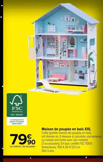 Carrefour Market Maison de Poupee En Bois XXL offre