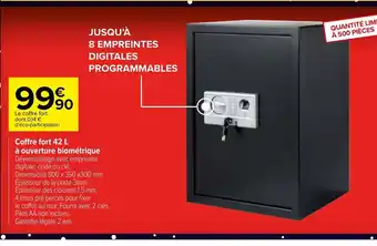 Carrefour Market Coffre Fort 42L a Couverture Biometrique offre