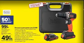 Carrefour Market Perceuse a Percussion Sans Fil 18W offre
