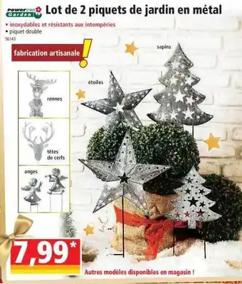 Norma Lot de 2 piquets de jardin en métal powertec garden offre