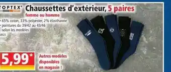 Norma Chaussettes d'extérieur, 5 paires femme ou homme toptex sport offre