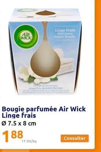 Action Bougie parfumée air wick linge frais offre