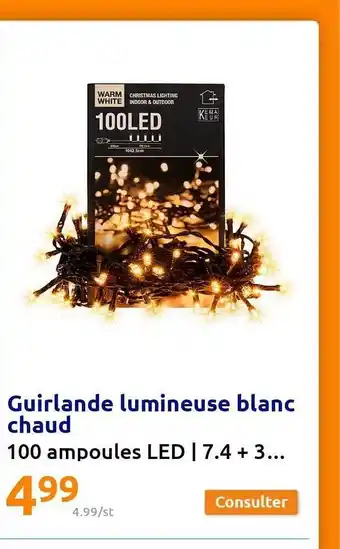 Action Guirlande lumineuse blanc chaud offre