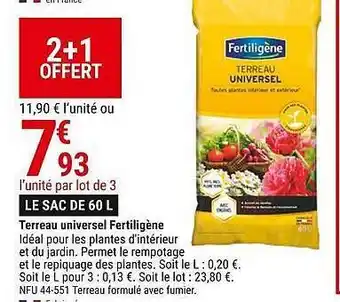 Gamm vert Terreau universel fertiligène offre