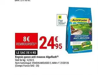 Gamm vert Engrais gazon anti-mousse algoflash offre