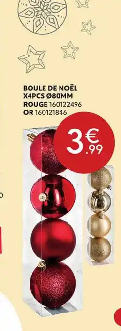 Maxi Bazar Boule de noël x4pcs ø 80 mm rouge, or offre