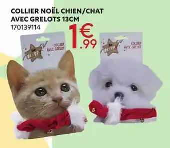 Maxi Bazar Collier noël chien-chat avec grelots 13 cm offre