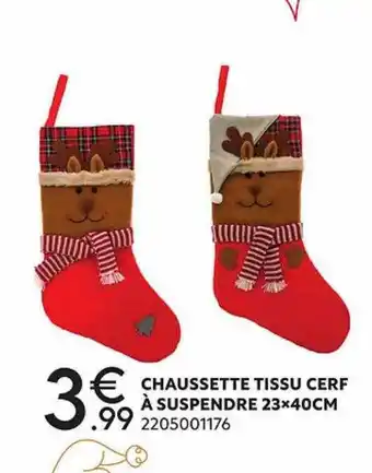 Maxi Bazar Chaussette tissu cerf à suspendre offre