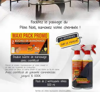 Mr Bricolage Double bûche de ramonage avec certificat, pack de 2 nettoyants vitres 500ml offre