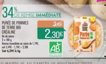 Match Puree de Pommes de Terre Bio Crealine offre