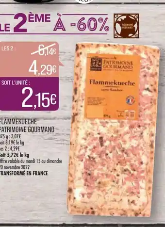 Match Flammekueche Patrimoine Gourmand offre