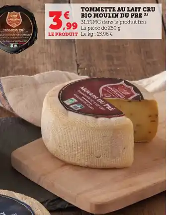 U Express Tommette Au Lait Cru Bio Moulin Du Pre offre