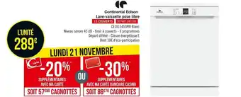 Géant Casino Continental edison lave-vaisselle pose libre offre
