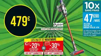Géant Casino Aspirateur balai cyclone v10 absolute orange offre