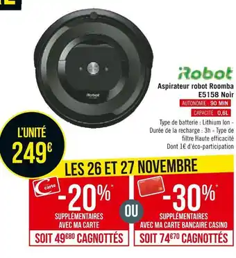 Géant Casino Irobot aspirateur robot roomba offre