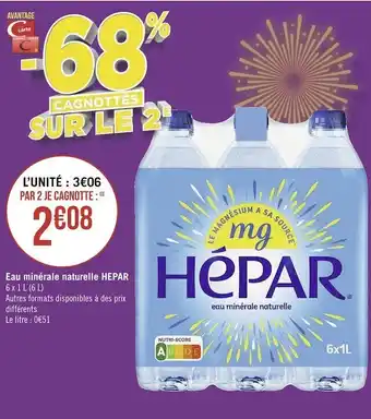Géant Casino Hepar eau minérale naturelle offre