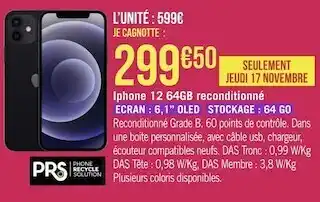 Géant Casino Apple iphone 12 64gb reconditionné offre