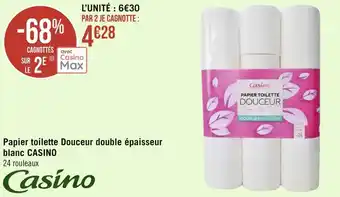 Géant Casino Casino papier toilette douceur double épaisseur blanc offre