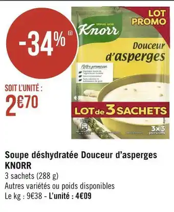Géant Casino Knorr soupe déshydratée douceur d’asperges offre