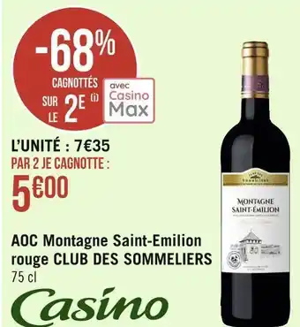 Géant Casino Casino aoc montagne saint-emilion rouge club des sommeliers offre