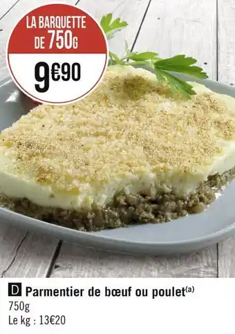 Géant Casino Parmentier de bœuf ou poulet offre