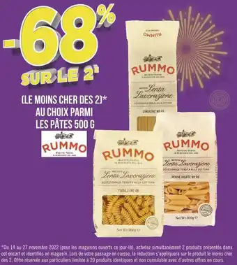 Géant Casino Rummo -68% sur le 2e au choix parmi les pâtes 500 g rummo offre