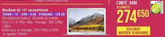 Géant Casino Apple macbook air 13’’ reconditionné offre
