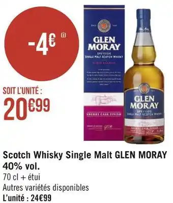 Géant Casino Glen moray scotch whisky single malt 40% vol. offre