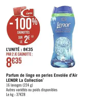 Géant Casino Lenor parfum de linge en perles envolée d’air la collection* offre