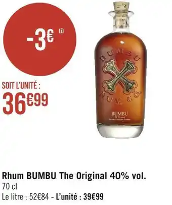 Géant Casino Bumbu rhum the original 40% vol. offre