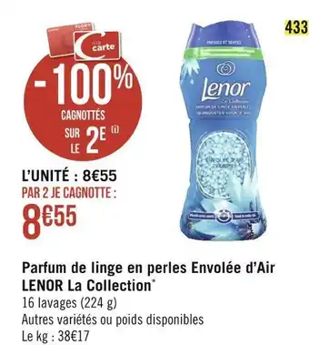 Géant Casino Lenor parfum de linge en perles envolée d’air la collection* offre