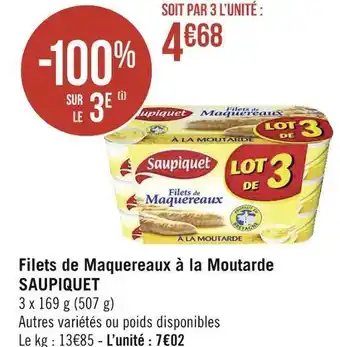 Géant Casino Saupiquet filets de maquereaux à la moutarde offre