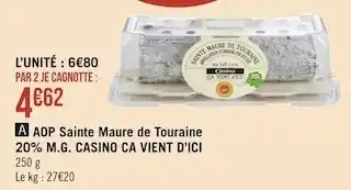 Géant Casino Casino ca vient d’ici aop sainte maure de touraine 20% m.g. offre