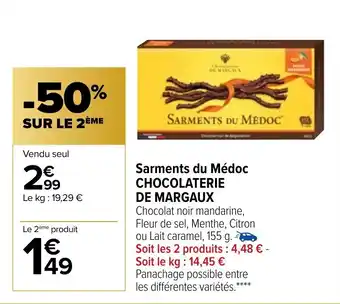 Sarments du médoc chocolaterie de margaux
