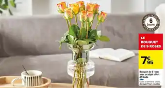 Bouquet de 9 roses avec un objet offert afrikado